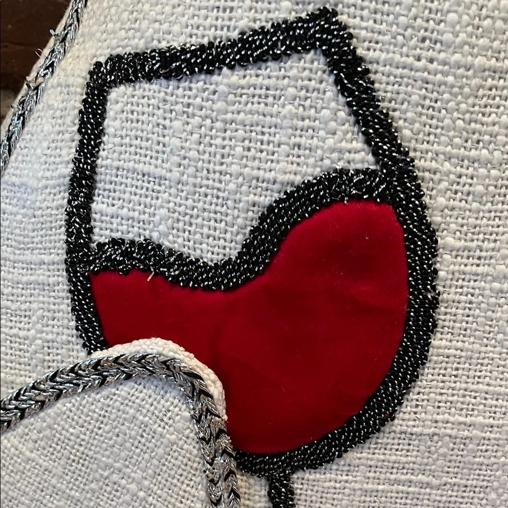 Martha Stewart White Ghost Pillow with Red Wine Accent